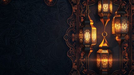 Slamic ramadan background: arabic ornament pattern & luxurious mandala lantern decoration - perfect for eid greetings, hajj, invitations, premium frames, mosques & more