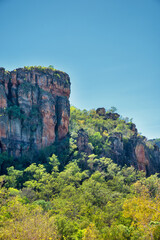 rugged Outback scenery in the Northern Territory of Australia, showcasing vast deserts, red rocks,...