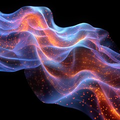 Fototapeta premium The art work of flames fluctuates in waves with dramatic colorful lines, fantastic effect elements resembling a rainbow, the concept of business, creativity, positive energy, motivation. Generative AI