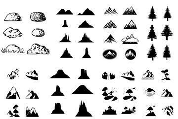 Mountain icon set of various shapes - obrazy, fototapety, plakaty