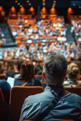 Keynote speaker captivating the audience with insightful anecdotes and inspiring success stories, on Keynote Address, Generative AI