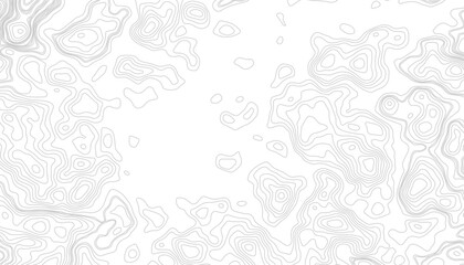 Contour topographic map. Geographic grid map background. Black lines on white background. Vector illustration.