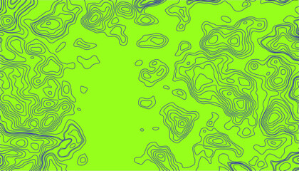 Contour topographic map. Geographic grid map background. Black lines on green background. Vector illustration.