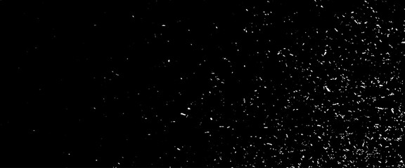 Vector snow, stars, twinkling lights, rain drops on black background.