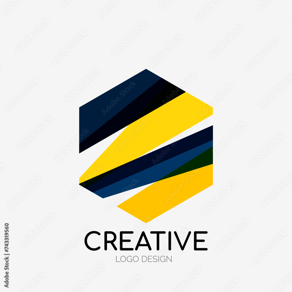 Poster Modern abstract logo design. Geometric vector art. Clean overlapping lines and abstract shapes. Perfect for modern brand