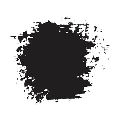 Black ink brush strokes and paint brush template with grunge splashes. Vector set black ink brush strokes. Dirty artistic design element. Grunge splashes, dirt stains, brush with drip stains. Vector i