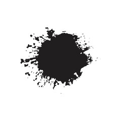 Black ink brush strokes and paint brush template with grunge splashes. Vector set black ink brush strokes. Dirty artistic design element. Grunge splashes, dirt stains, brush with drip stains. Vector i