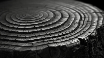 Fototapeta na wymiar Closeup of a trees growth rings showcasing the intricate pattern of natural wood fibers.