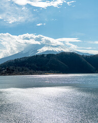 후지산과 윤슬의 모습