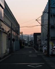 일본 길거리의 일출모습