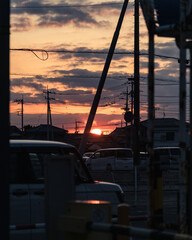 주차장에서 바라본 일출의 모습