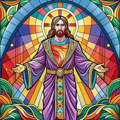 Jesus, Stained Glass Style, Full body