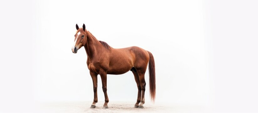 standing horse portrait on white copy space background