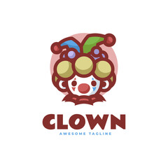 Vector Logo Illustration Clown Mascot Cartoon Style.