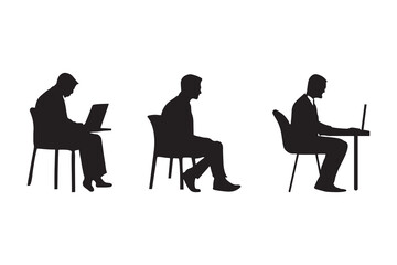 Silhouette of 3 people sitting with different activities