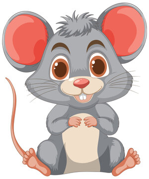 Adorable grey mouse with big ears and eyes