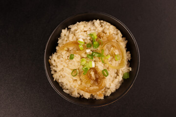 Sweet Onion Takikami Gohan is Japanese Mix Rice with Caramelized Sweet Onion, Seasoned with Soy Sauce and Mirin.