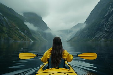 Solitary Kayaking Adventure in Misty Fjord
