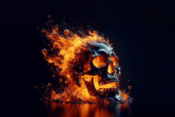 skull in flames - obrazy, fototapety, plakaty