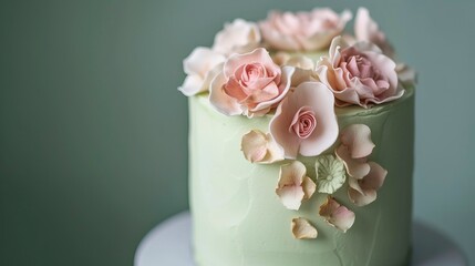 Pistachio Rose Petal Elegance Cake , Birthday Cake, Sweet item, Anniversarry Cake, Food Photography