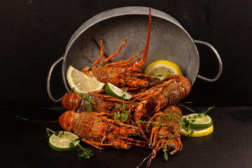Boiled Spiny Lobster with Lemon and Lime.