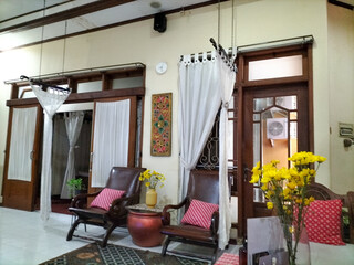 Beautiful spa accessories in room. Place for relaxation in java tradisional wellness center....