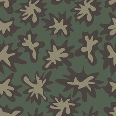 Camouflage square background. Seamless vector pattern. Isolated endless army background. Military paint. Repeating pattern of khaki spots. Holiday February 23rd. Idea for web design.
