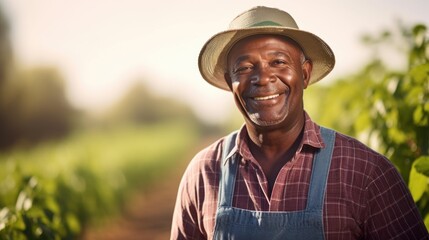 Senior African American farmer smiling face portrait