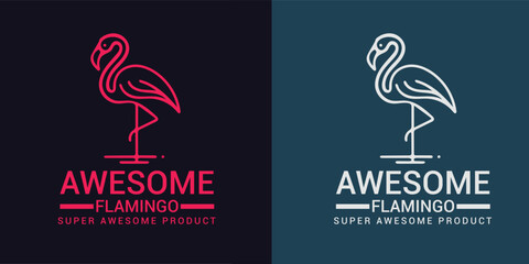 Vector flamingo logo design temple © DesignX24