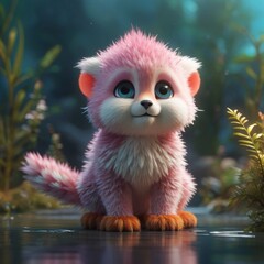 Fototapeta premium photorealistic of fluffy creature in the forest