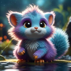 Fototapeta premium photorealistic of fluffy creature in the forest