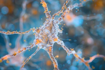 Close-up Neuron and Cell Structure in Medical Science