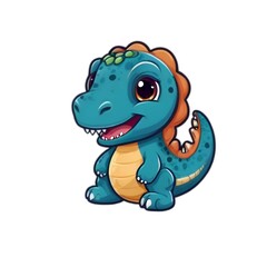 Fototapeta premium Cute cartoon dinosaurs are used to decorate stickers.