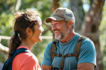 Employees participating in a team-building activity outdoors, bonding over shared challenges and experiences, Generative AI