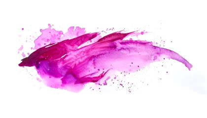 Fotobehang  fuchsia pink paint splashes on white © mengbing