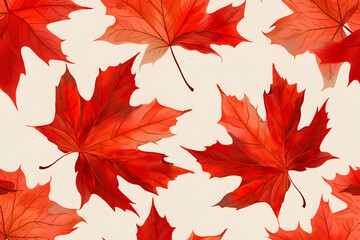 Naklejka na ściany i meble Autumn maple leaf seamless pattern vector illustration.