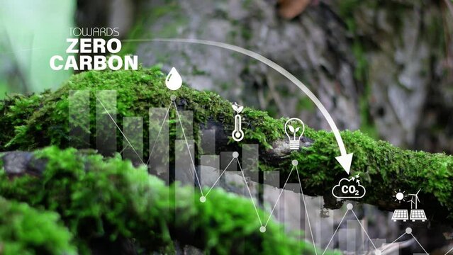 Zero carbon, net zero emission. Carbon neutral,carbon reduce.Long term strategy 2050. Cororate 4k video