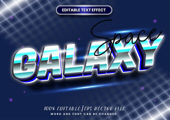 Blue neon glow in galaxy space text. editable text effect style. © Alfarizi