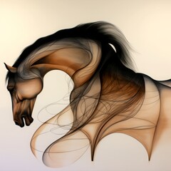 Naklejka premium Illustration of a horse in shades and gradients of brown and black