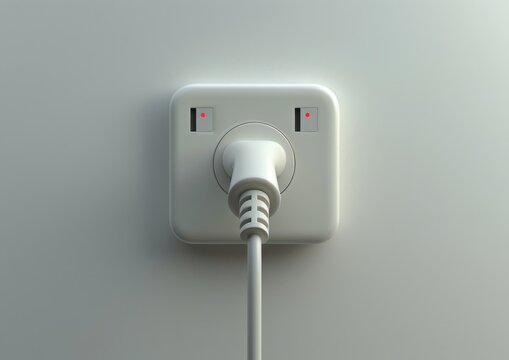 an electric cord plugged in on a white background, in the style of ambient occlusion