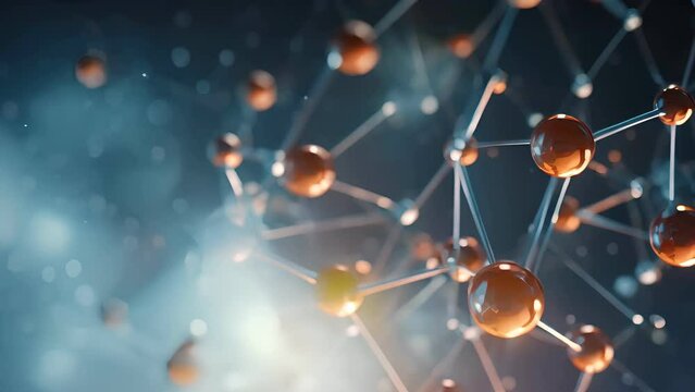 molecule or atom, Abstract structure for Science or medical background, 3d illustration, science, atom, abstract, chemistry, structure, blue, chemical, background