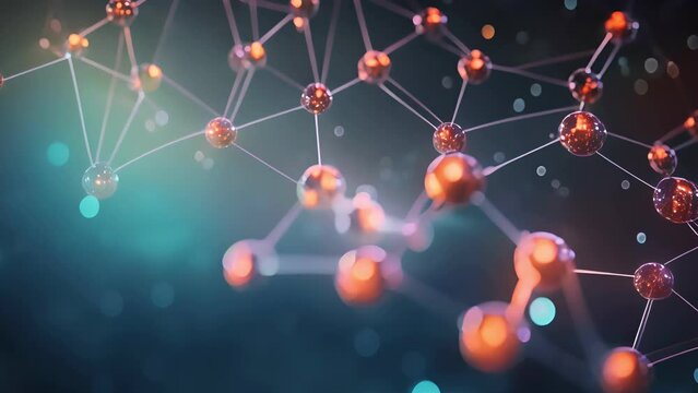 molecule or atom, Abstract structure for Science or medical background, 3d illustration, science, atom, abstract, chemistry, structure, blue, chemical, background