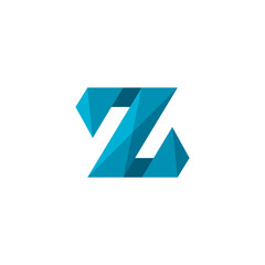Letter Z low poly vector logo design template