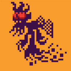 shadow monster, pixel art, 8-bit, vector, pixel, retro