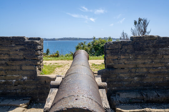 A Canon Looking out to Sea in a Historic Spanish Fortress in Ancud Chile