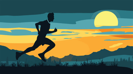 Fototapeta na wymiar Silhouette athlete running isolated icon cartoon