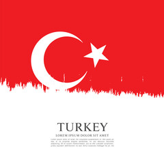 Obraz premium Flag of Turkey, brush stroke background