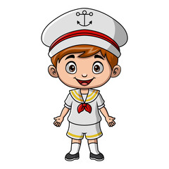 Cute little boy cartoon wearing sailor uniform