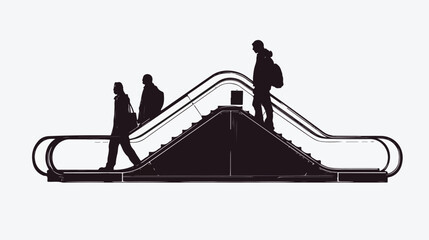 Silhouette of person escalators isolated icon des