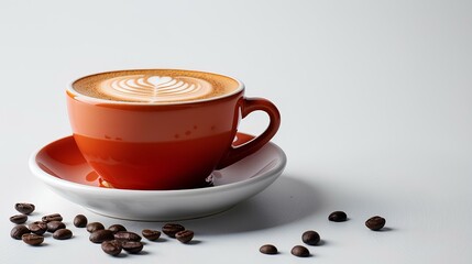 cup of coffee on studio photo on white background with copy space for text. generative AI